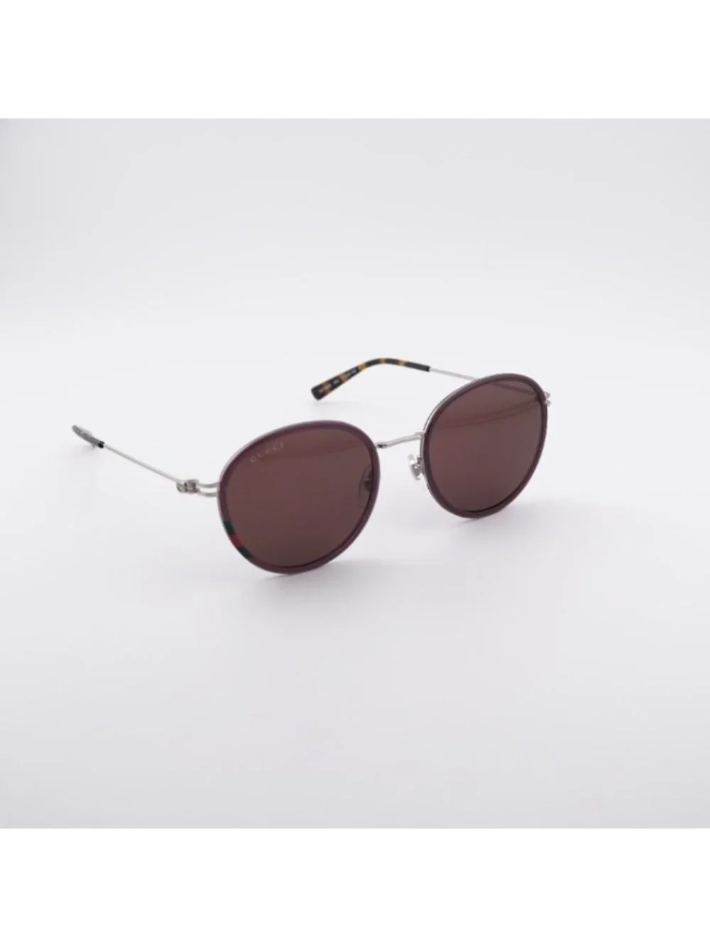 Gucci GG1849S 004 Sunglasses Brown/Silver Round Frame, Brown Lenses
